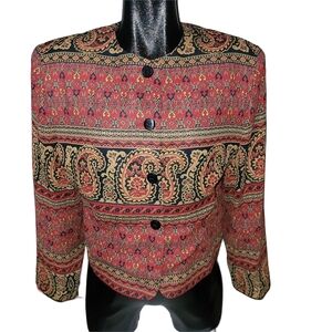 Nygard Collection Vintage 90's Colorful Paisley Patterned Blazer Jacket Size 10